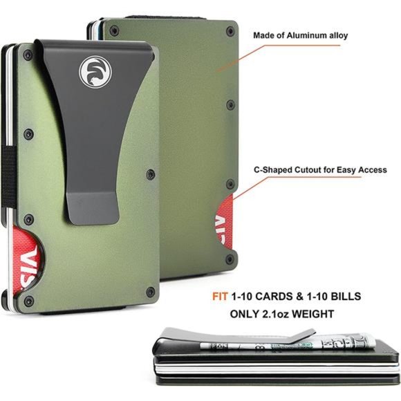 Personalized Minimalist Engraved Aluminum Money Clip Wallet, Men Slim Front - Picture 3 of 5